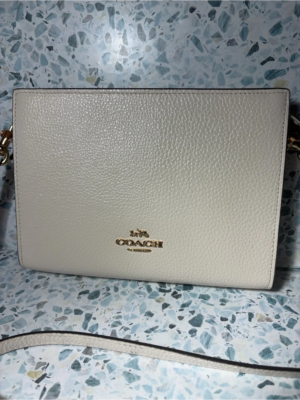 Coach Cat 21 Chalk Pebbled Leather Crossbody Clutch Bag - Picture 2 of 6